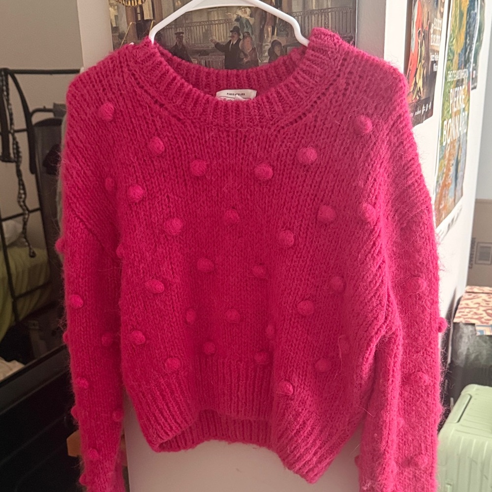 &other stories Hot Pink Pom-Pom Knit Sweater - Women